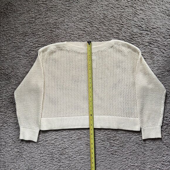 Old Navy Women Sweater PM Beige Boat-Neck Open-Stitch Long Sleeve #664082 NWT - Picture 5 of 10